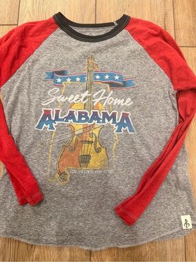 Rowdy Sprout Kids "Sweet Home Alabama" Gray & Red Raglan Tee 0233